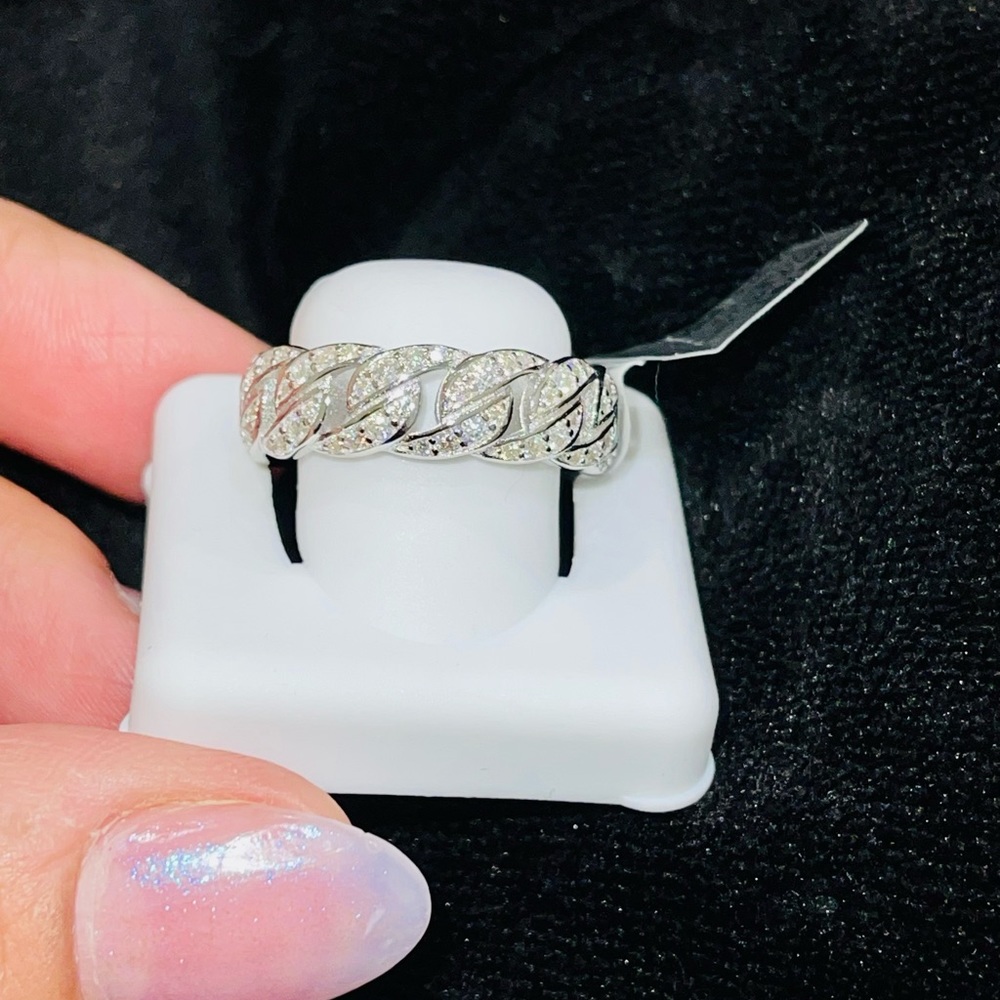 14k white gold vermeil VVS diamond cuban ring, 2 carat moissanite diamond ring